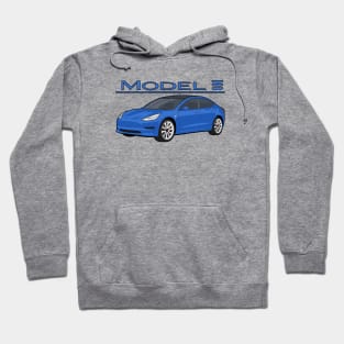 Model 3 Car electric vehicle blue Hoodie